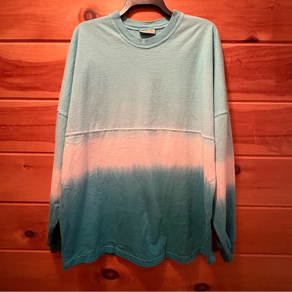 Spirit Teal and White Ombre Long Sleeve Tee - Picture 1 of 7